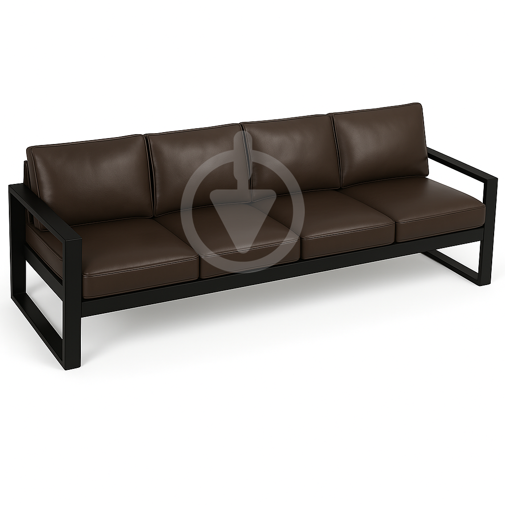 Диван металевий AVVS Бостон лофт з підлокітниками екошкіра 250 см Коричневий