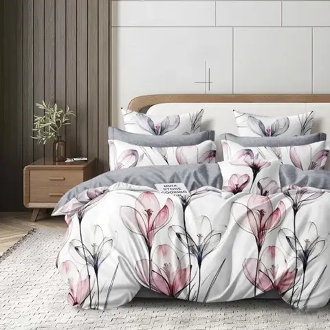 Комплект постельного белья Viluta с узором ранфорс премиум евро 220x240 см Белый (PB-456-A-624)