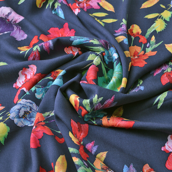 Ткань штапель твил IDEIA V-7/1 Ирисы 1,5 м Темно-синий (2200004103891)