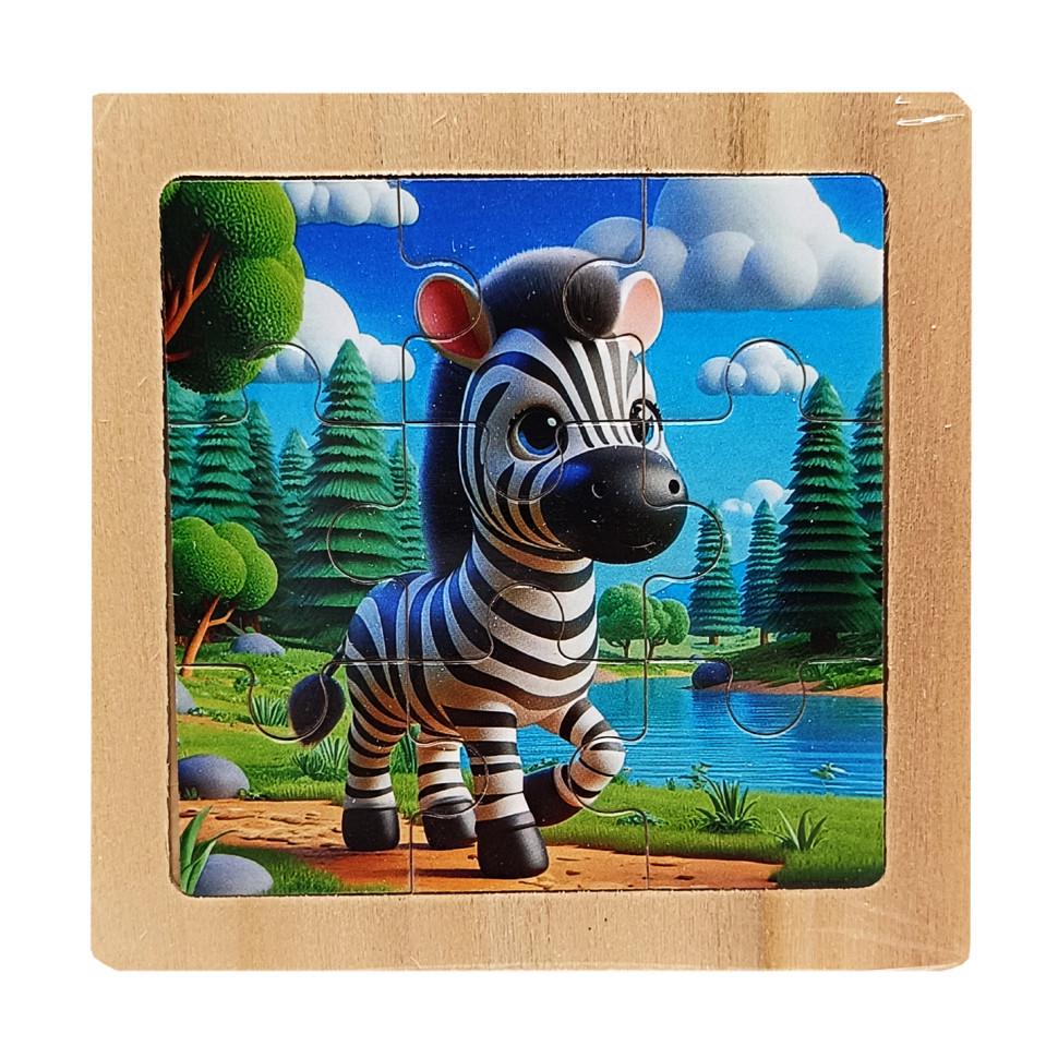 Пазл-вкладиш дерев'яний дитячий Зебра MD 1506-22 9 ел. (RLT52741)
