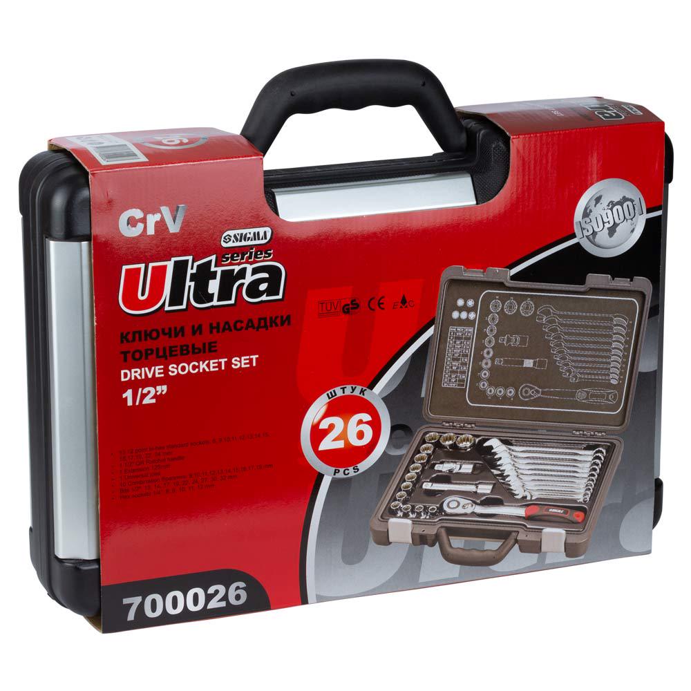 Набір насадок торцевих Ultra Taiwan CrV 1/2" 26 шт. (700026z) - фото 5