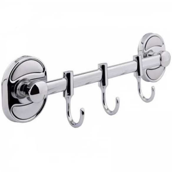 Планка з гачками для рушників Frap F1915-3 потрійний Хром (126662)