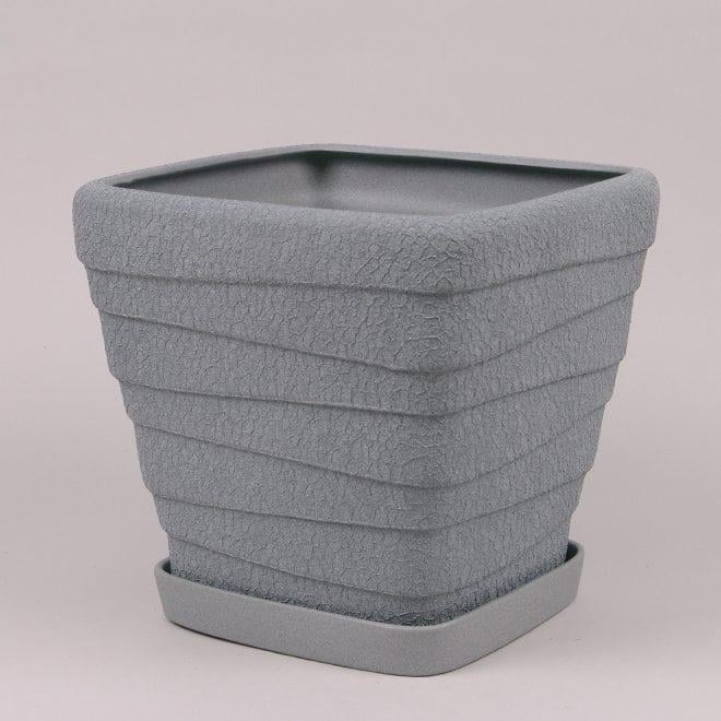 Горшок керамический Flora Квадрат Волна шелк 15 л Металлик (10416)