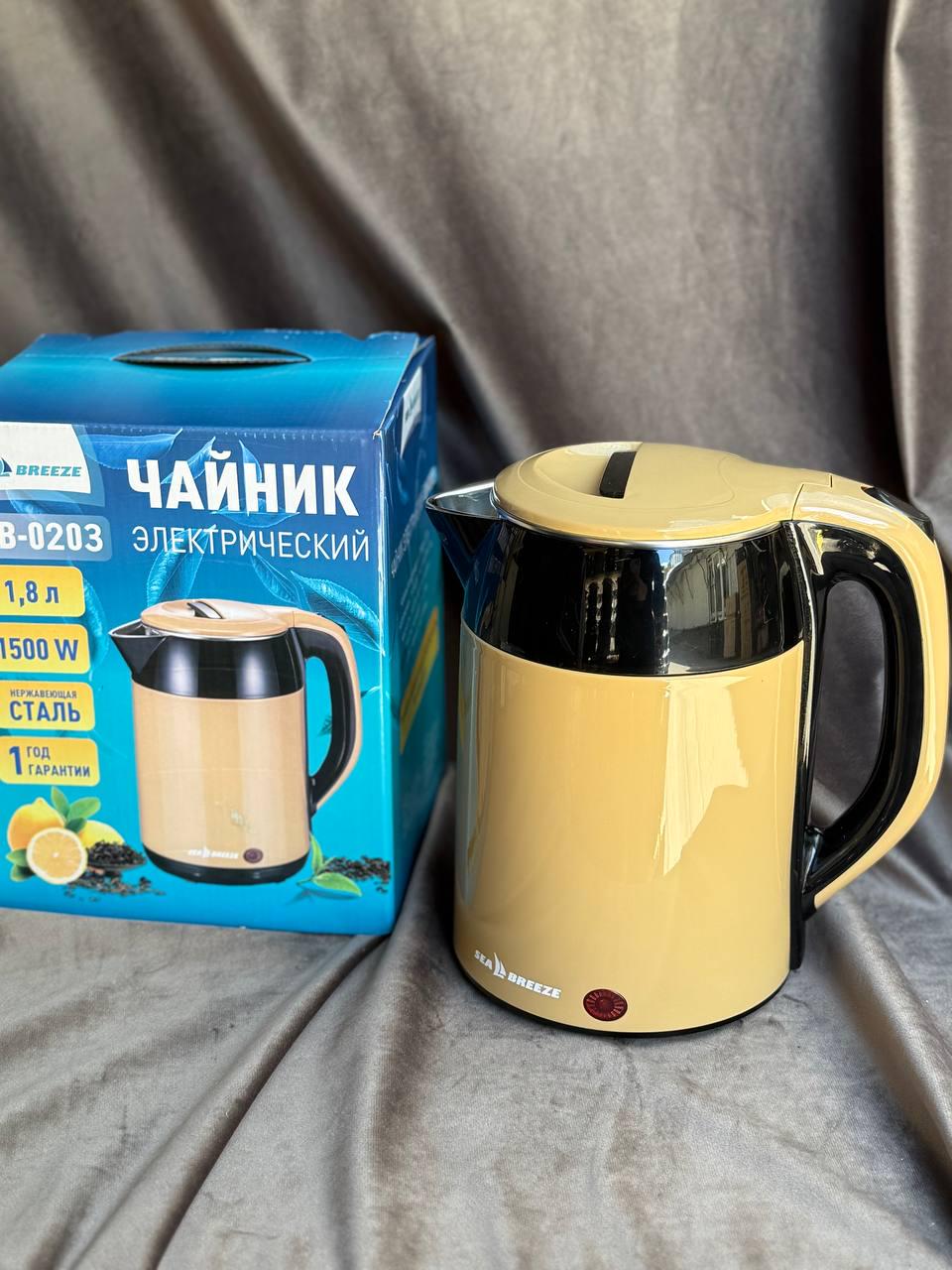 Електрочайник Sea Breeze SB-0203 1500 Вт 1,8 л Жовтий (SB-0203) - фото 4 Електрочайник Sea Breeze SB-0203 1500 Вт 1,8 л Жовтий (SB-0203) - фото 4