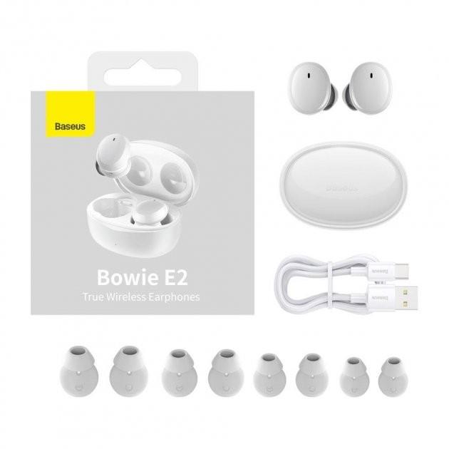 Навушники Baseus True Wireless Earphones Bowie E2 BT5.2 40/300mAh 5H Location OTA Bluetooth бездротові White (NGTW090002) - фото 6