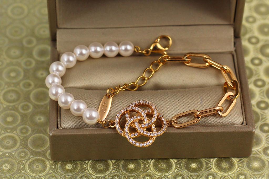 Браслет Xuping Jewelry Жемчужная роза 18 см Золотистый