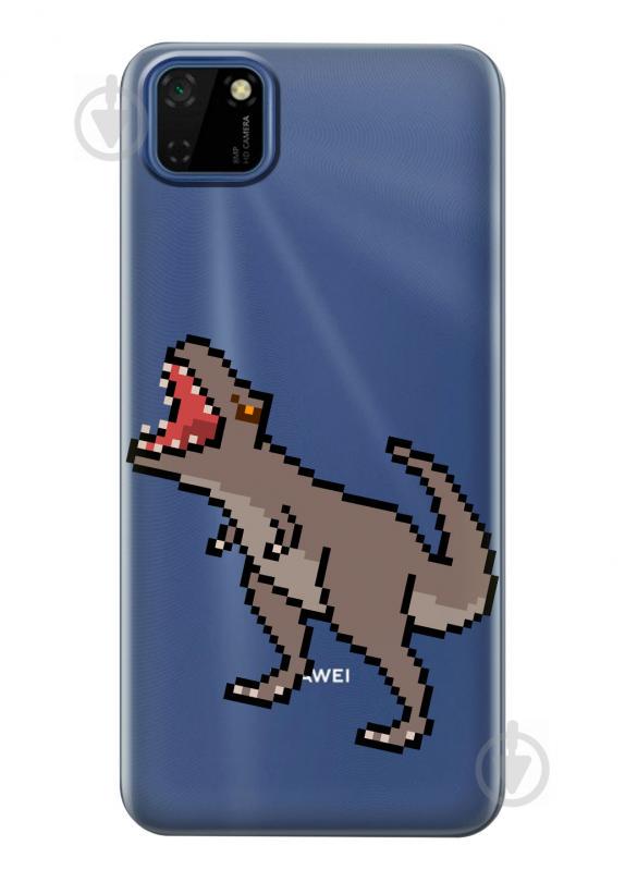 Прозрачный силиконовый чехол iSwag для Huawei Y5p с рисунком - Пикселький динозавр (KS2425)