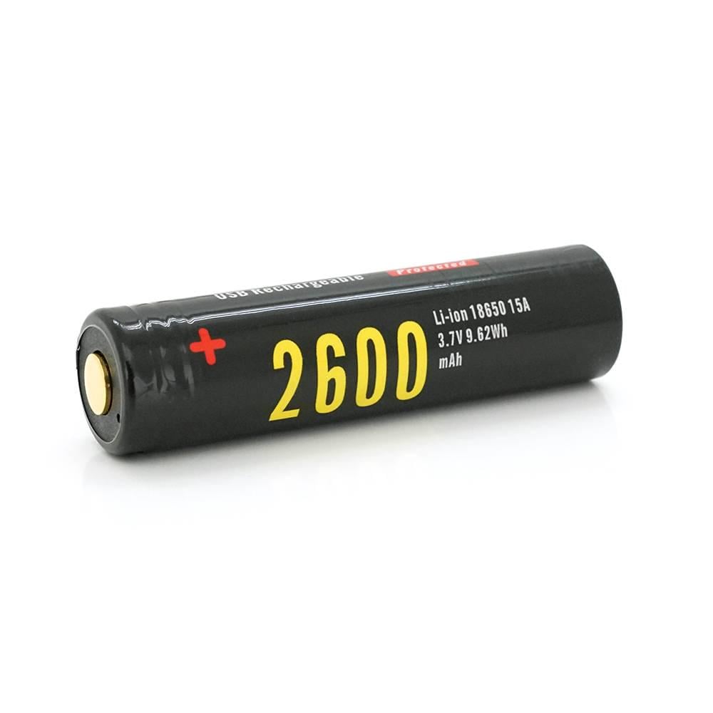 Акумулятор Li-Ion Soshine 18650 18650USB-3,7-2600 microUSB 2600mAh 2,5A 4,2/3,6/2,75V Black (33292)