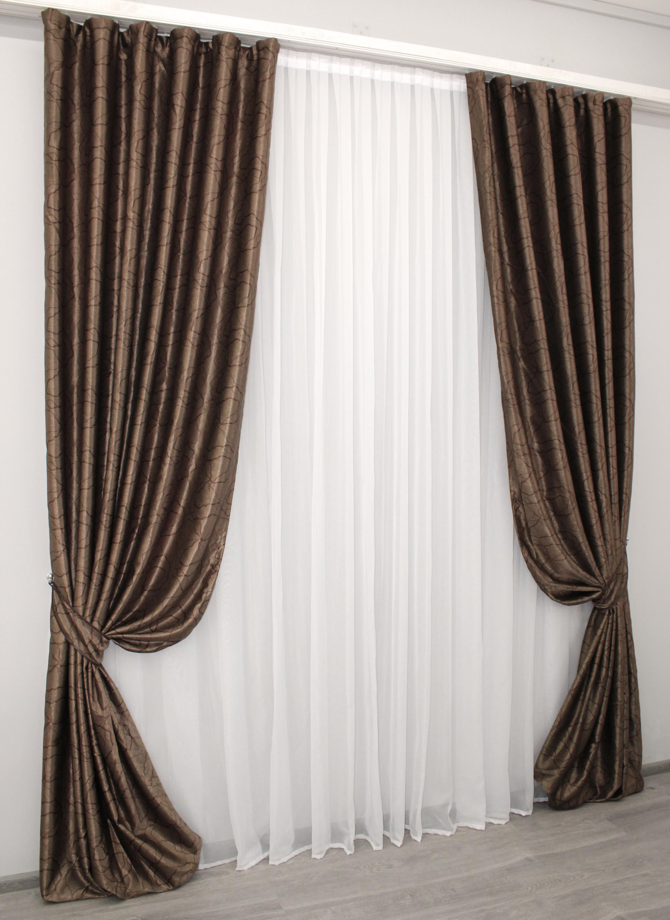 Комплект штор VR-Textil № 934ш Б блэкаут 150х280 см 2 шт. Коричневый (30-742)