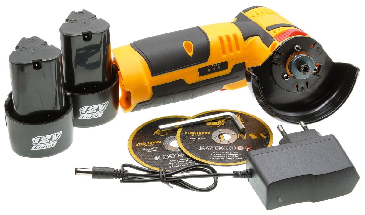 Болгарка аккумуляторная 12V 1300 mAh Li-on 2 АКБ (ins464)