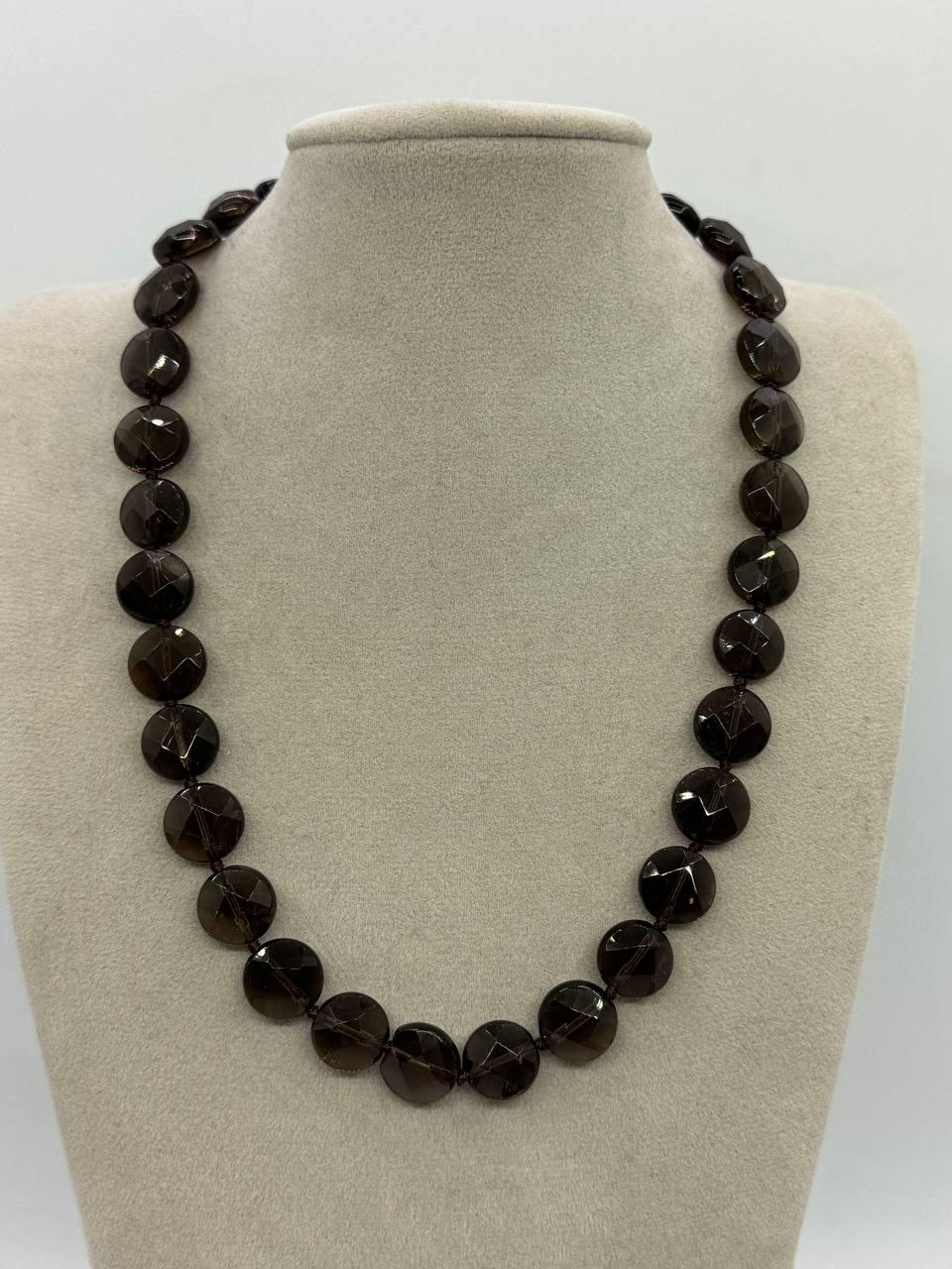 Бусы из раухтопаза 12x7 мм 45 см Серый (12950)