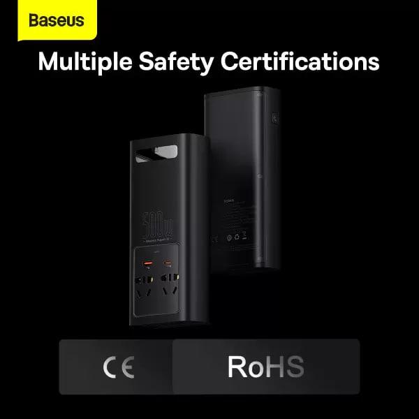 Инвертор автомобильный BASEUS 500 W 220 V CN/EU 2 розетки USB/Type-C 5 A с технологией QC3.0+PD3.0 Black (CGNB000101) - фото 9