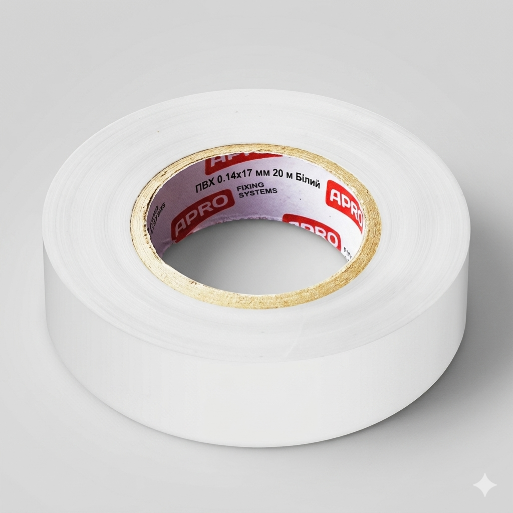 Изоляционная лента APRO ПВХ 0,14х17 мм 20 м Белый (31560849)