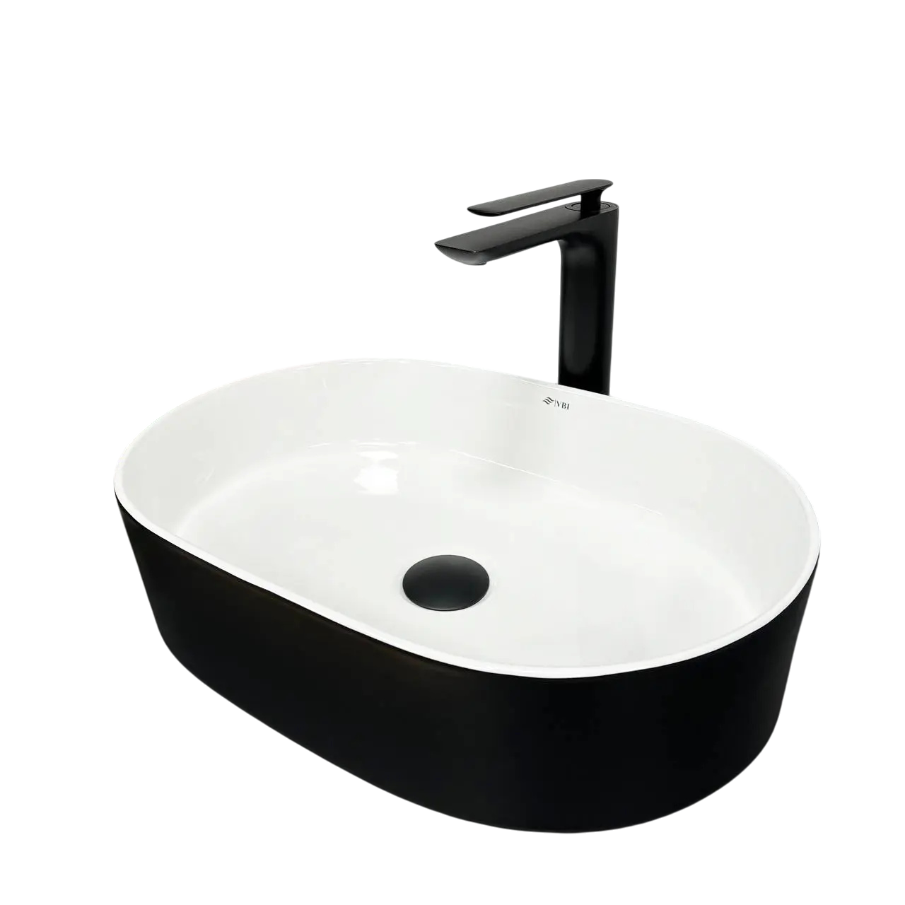 Раковина накладная VBI Verona 50 овальная 340x500 мм Черный/Белый (RM-VBI-011309)