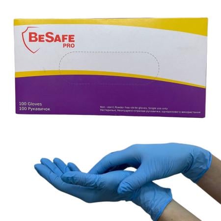 Рукавички BeSafe нітрилові щільність 4 р. 07 S Синій