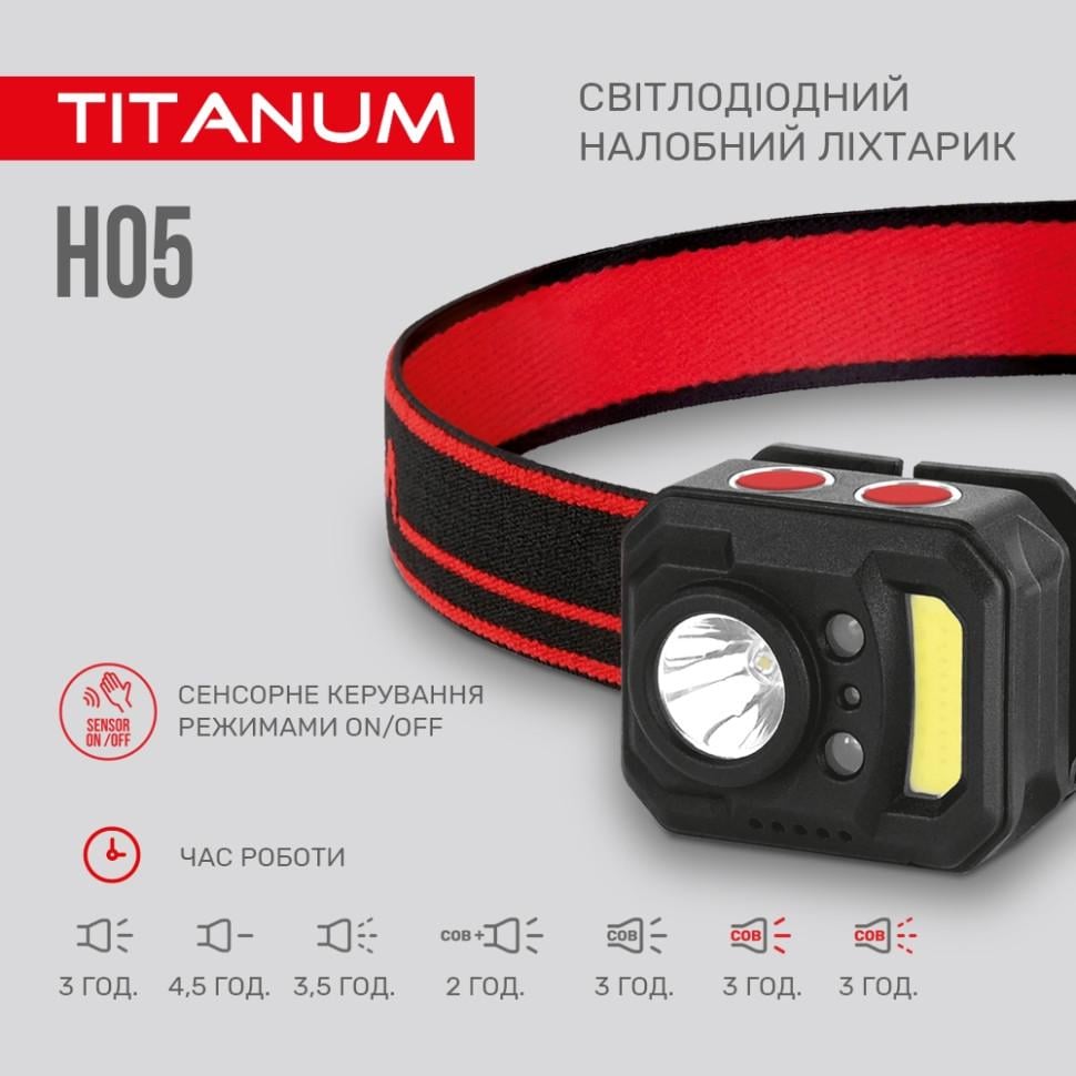 Фонарь налобный светодиодный TITANUM TLF-H05 250Lm 6500K (92604) - фото 4