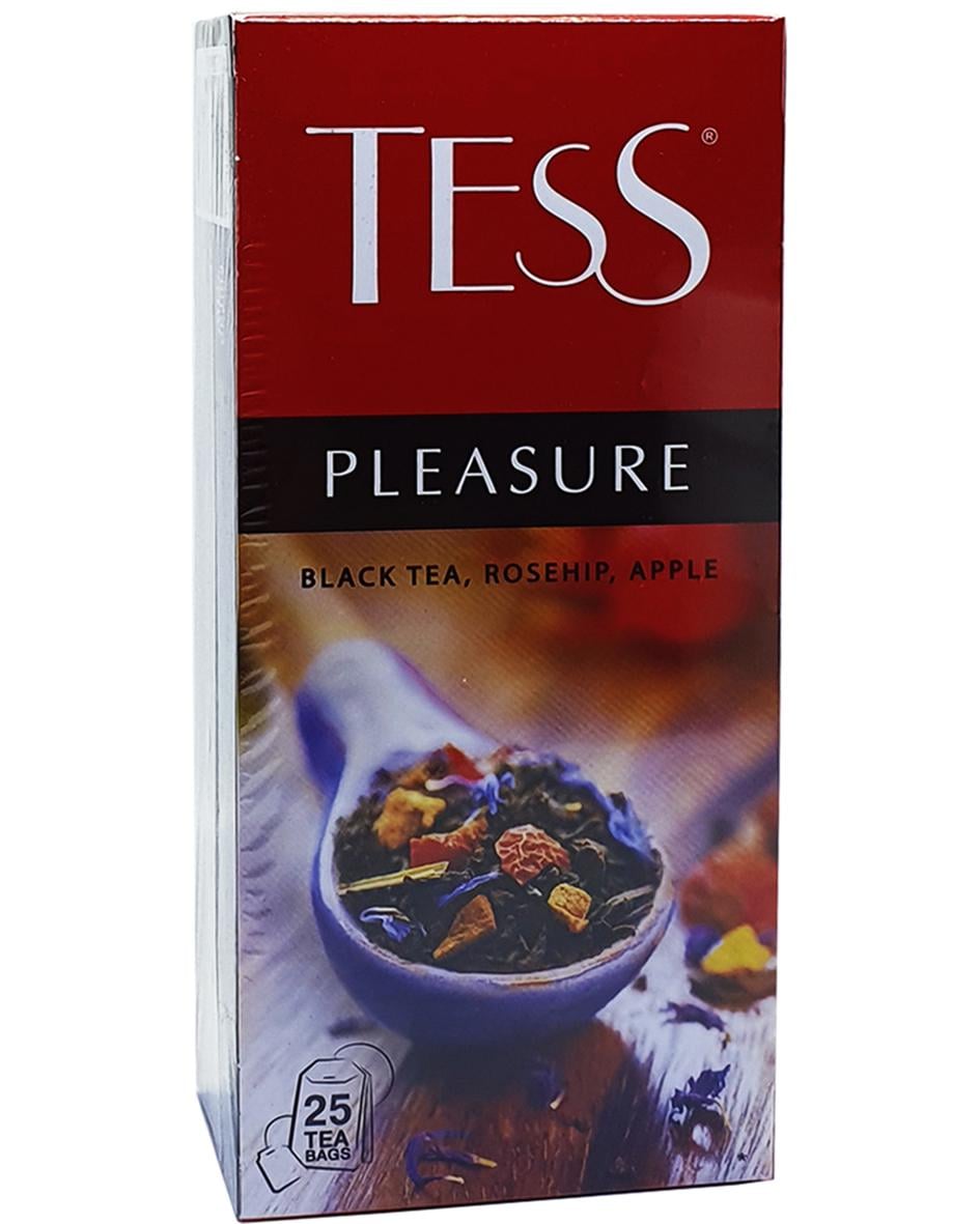 Чай черный Tess Pleasure с шиповником яблоком и лепестками цветов в пакетиках 25 шт.х1,5 г (723)