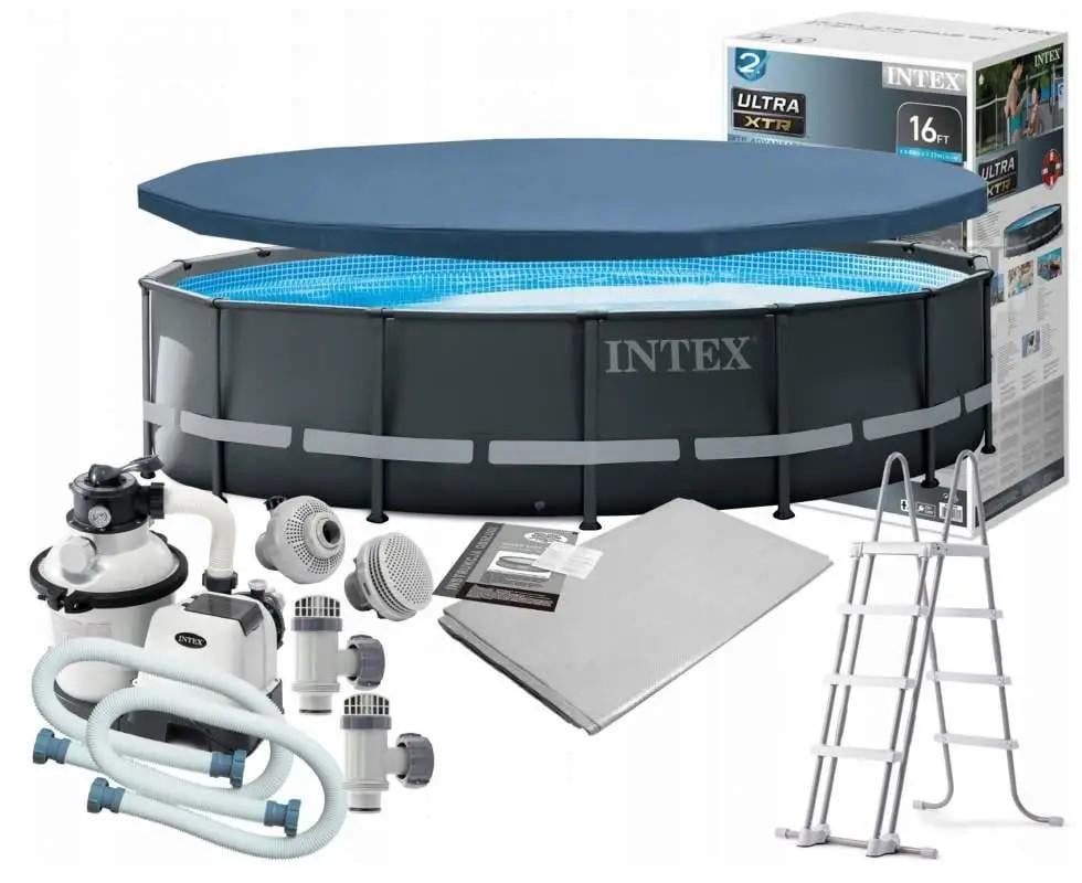 Бассейн каркасный Intex 26326 ULTRA XTR с песочным фильтром/лестницей/тентом 19156 л 488х122 см (i7-114721)