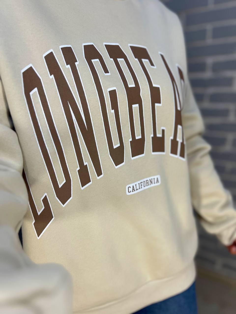 Свитшот женский QUZEN 488 long beach флис утепленный L Светло-бежевый (878) - фото 8