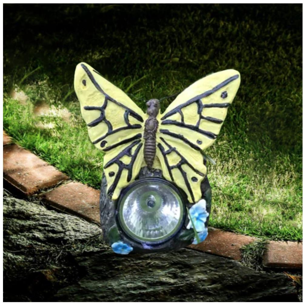 Садовый светильник с выключателем Lemanso Бабочка керамическая на солнечной батарее 6500К Желтый (CAB124) - фото 2 Садовый светильник с выключателем Lemanso Бабочка керамическая на солнечной батарее 6500К Желтый (CAB124) - фото 2