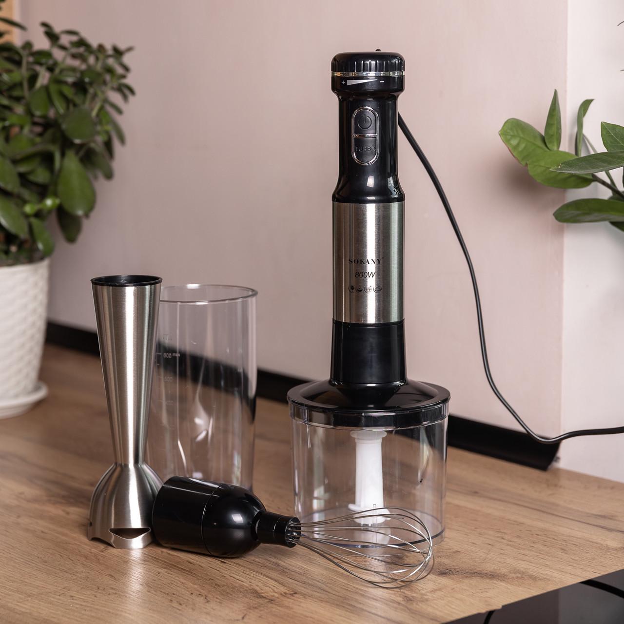 Блендер погружной ручной Sokany SM-768-4 с чашей 600 мл и 4 насадками Серый (27969471) - фото 6 Блендер погружной ручной Sokany SM-768-4 с чашей 600 мл и 4 насадками Серый (27969471) - фото 6