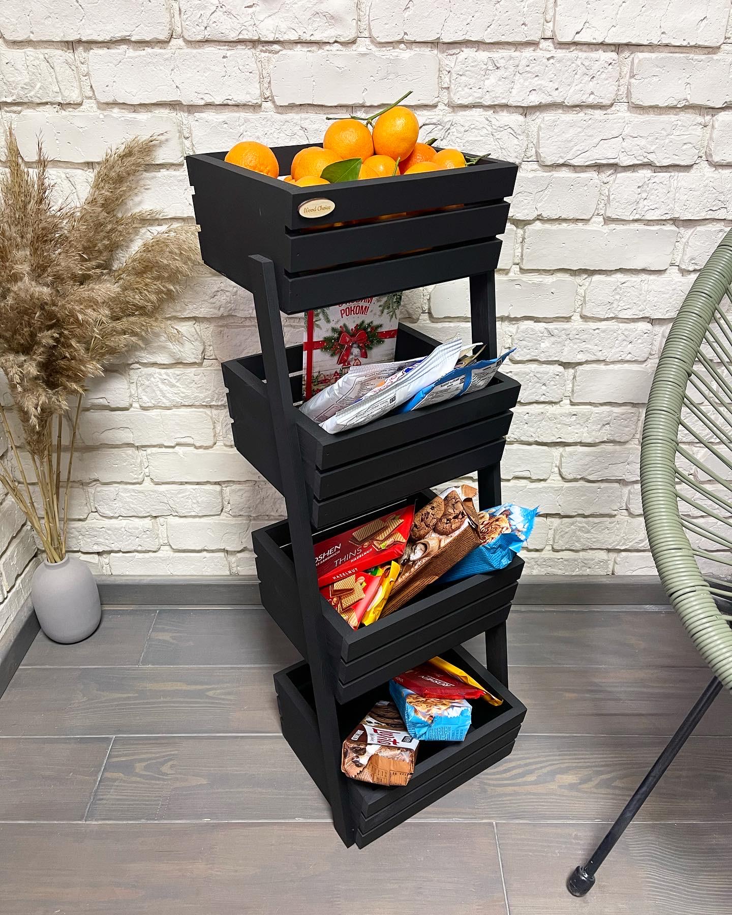 Ящик-фруктовница деревянная 4 яруса Черный (148)