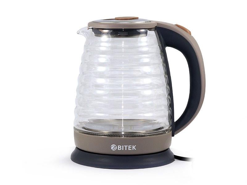 Cтеклянный электрочайник Битек 2400 Вт 1,8 л Серый