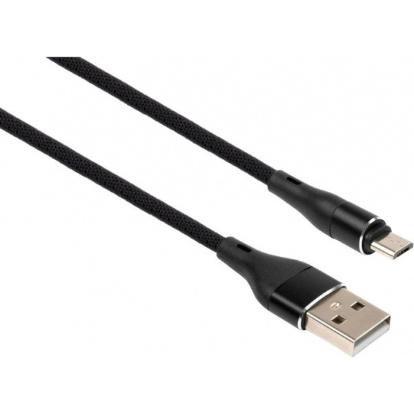 Кабель Vinga USB 2.0 AM to Micro 5P 1 м Cylindric Nylon Black (VCPDCMCANB1BK) - фото 1