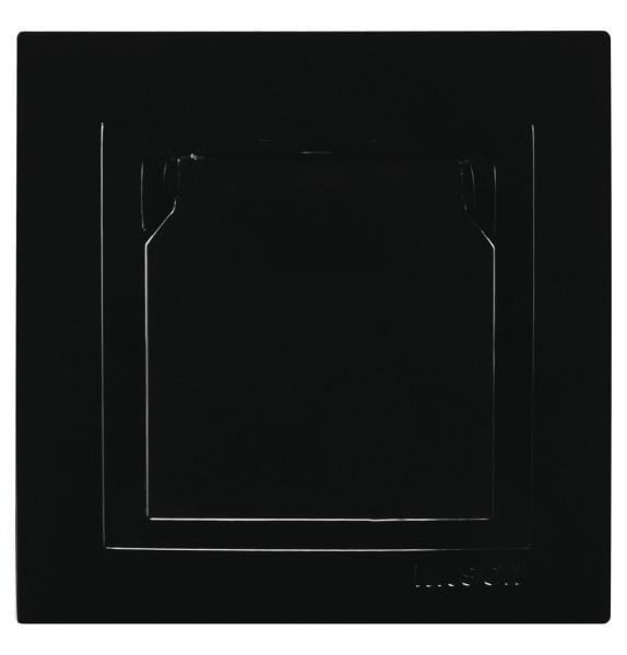 Розетка одинарна із заземленням Nilson Touran з кришкою Чорний (00000011877)