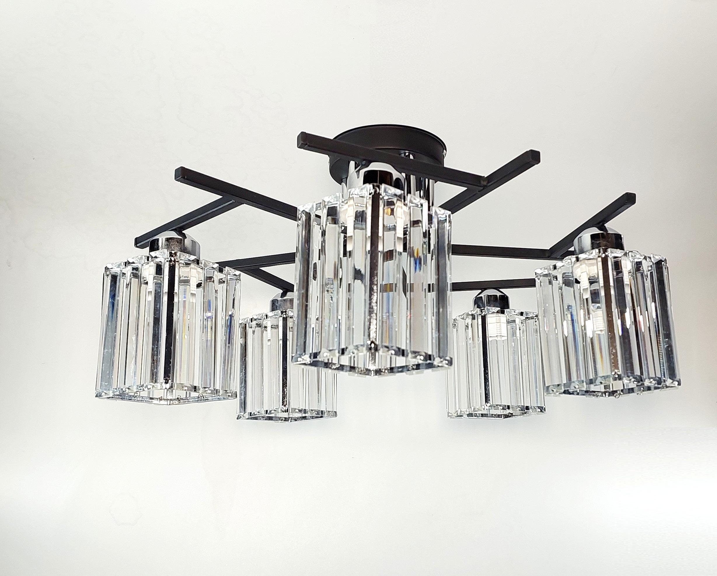 Люстра потолочная Лофт 3278/5 на пять плафонов металлическая Черный