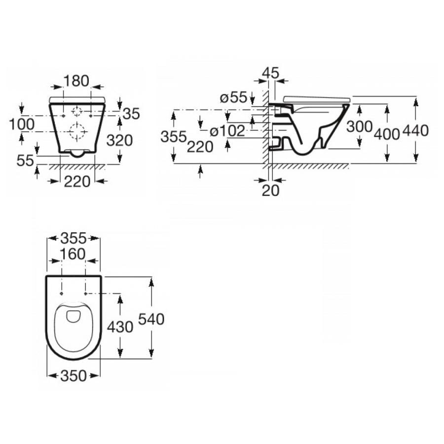 Унитаз подвесной ROCA GAP ROUND A34H0N8000 безободковый с сиденьем с микролифтом (71657) - фото 2