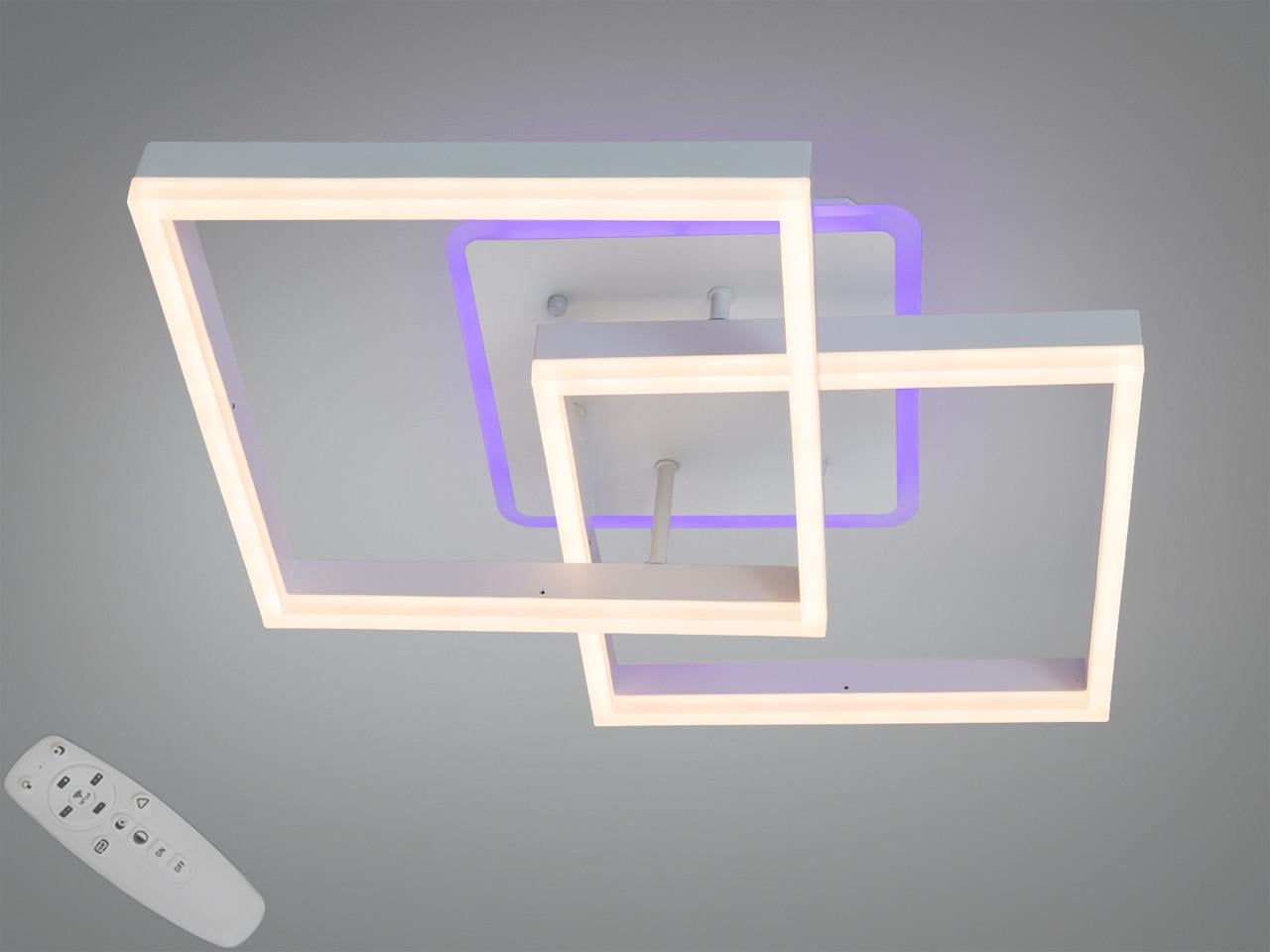Потолочная светодиодная люстра для гостиной 2546WH LED 3color dimmer 64 Вт с пультом и диммером (2941179608)