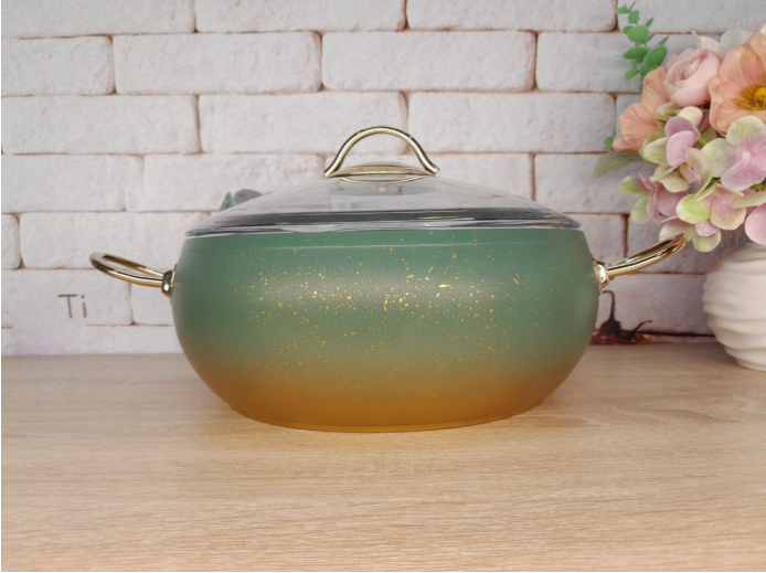 Каструля з кришкою OMS з антипригарним покриттям для газу без індукціі 4,5 л Зелений (3141-4.5green) - фото 3