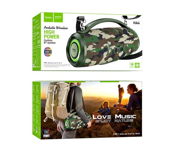 Колонка портативная Hoco HA4 Bluetooth FM TF USB AUX 2x20W Black/Camouflage - фото 3