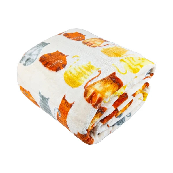 Плед флисовый тревел Love You Котики 88283 200х220 см Бежевый (8-6-5156564)