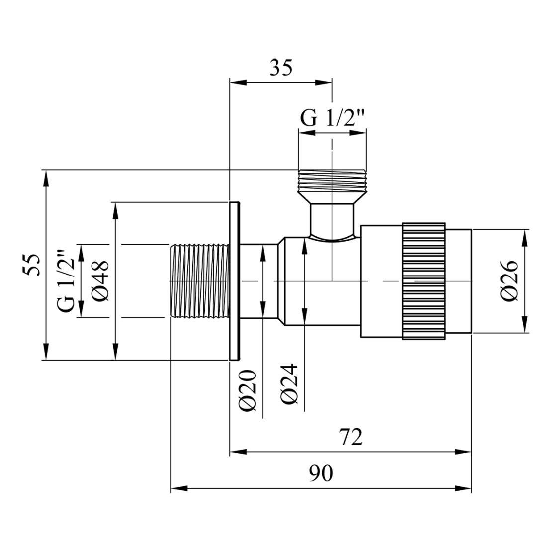 Кран приладовий Kroner KRP Edelstahl Klassisch ESG100 1/2"х1/2" ЗЗ (CV022973) - фото 5