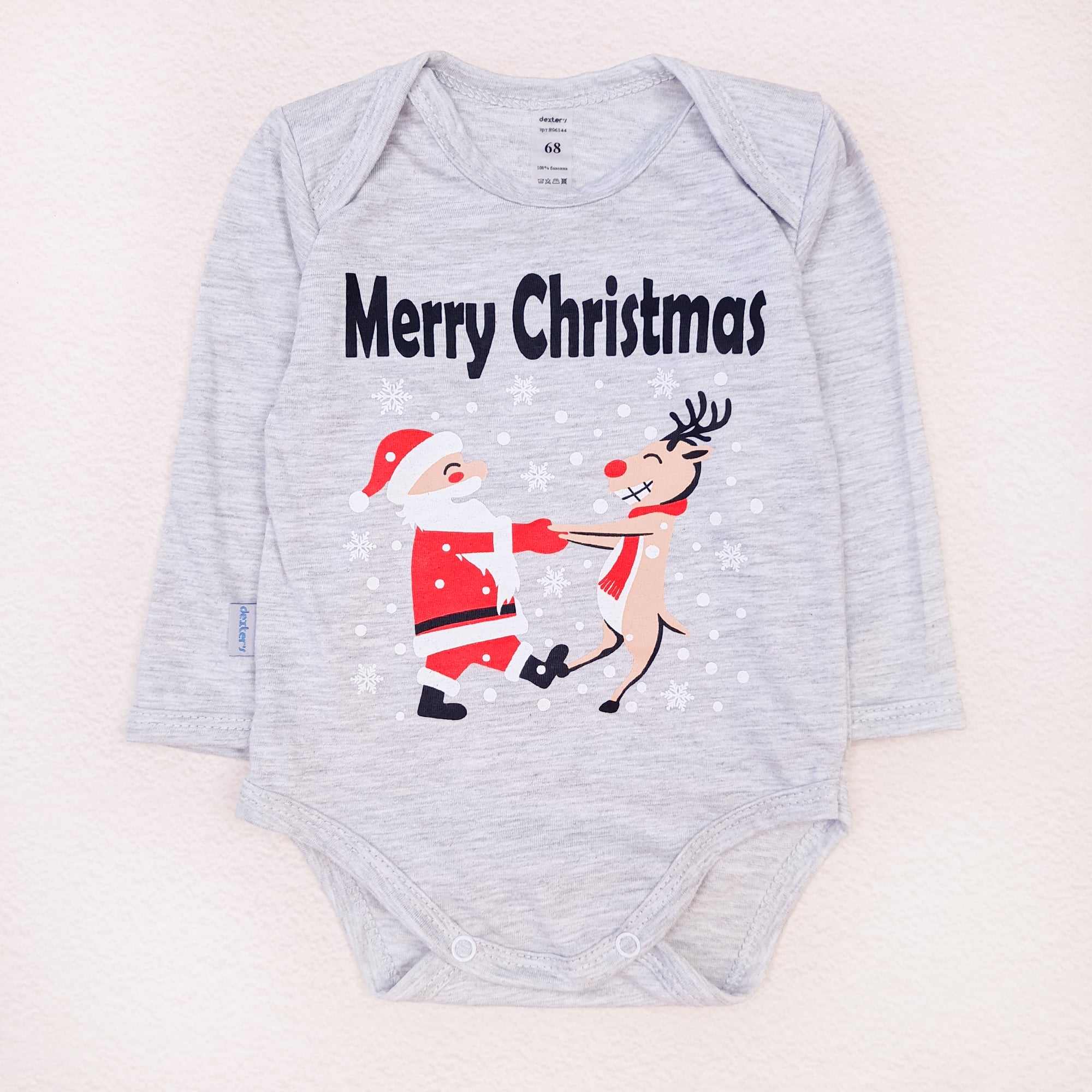 Боди детский Dexter’s Merry christmas кулир 68 см Серый (131755569200)