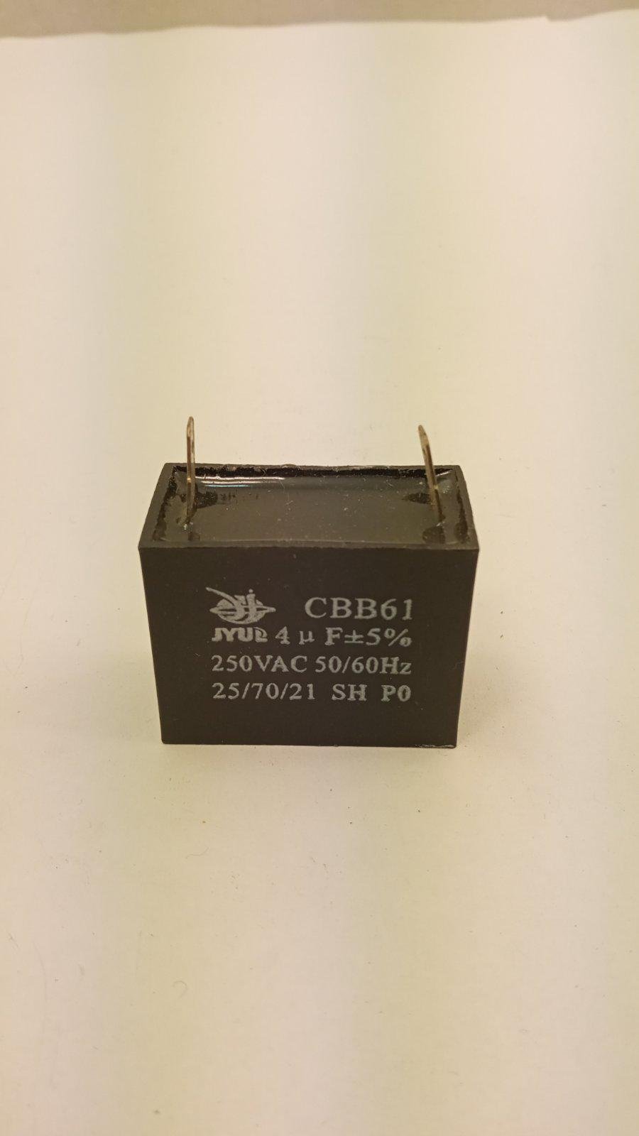 Конденсатор пусковой пленочный CBB-61 4 mkF 250VAC 5% 50Hz