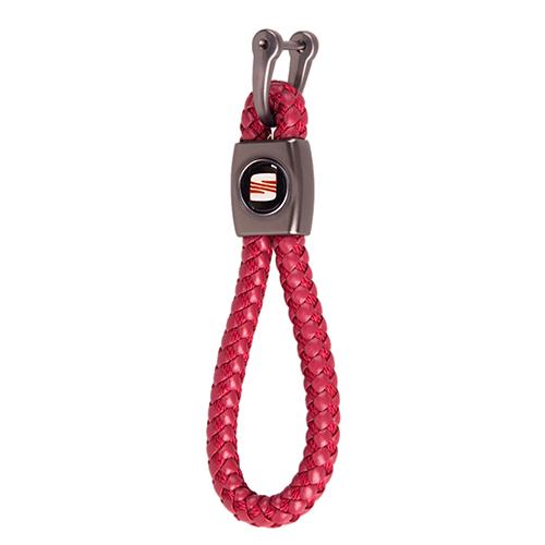 Брелок плетеный кожзаменитель CN для SEAT со скобой Red