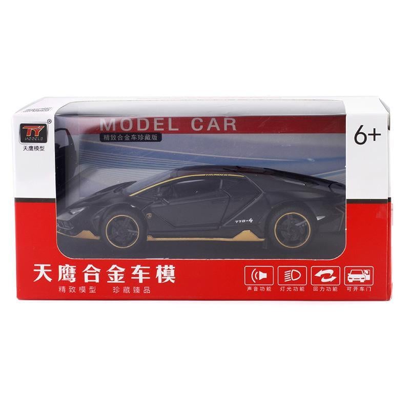 Игрушечная машина коллекционная TY Models Lamborghini 770-4 металлическая со светом и звуком 1:32 Черный (50888)