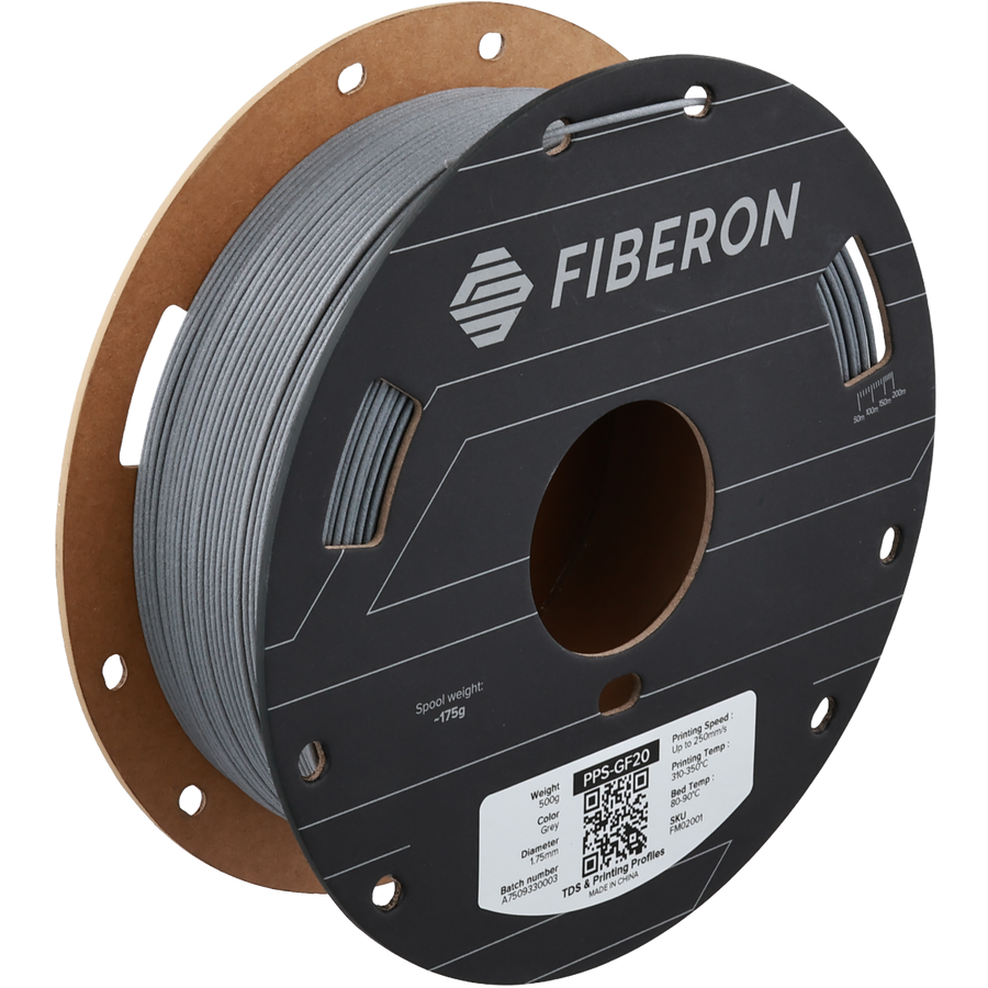 Пластик для 3D-печати Fiberon PPS-GF20 1,75 мм 0,5 кг со стекловолокном 20% Gray