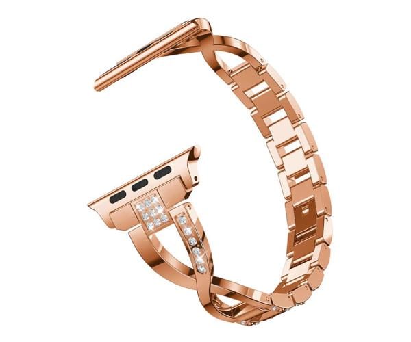 Ремінець металевий Diamond Glamour для Apple Watch 38/40/41 мм Rose/Gold