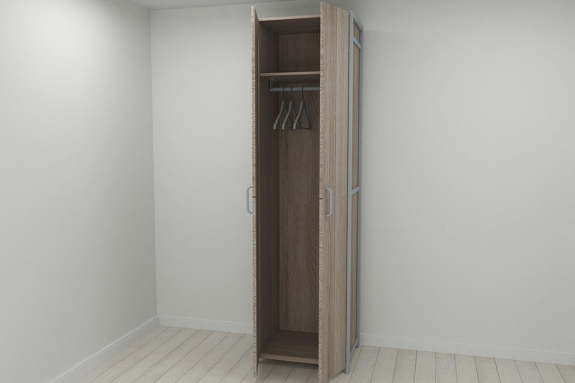 Шкаф гардероб уни секция 6 серии Конект Ferrum-decor 220x60x50 см металл Серый/ДСП Дуб Сонома Трюфель (SHG138)