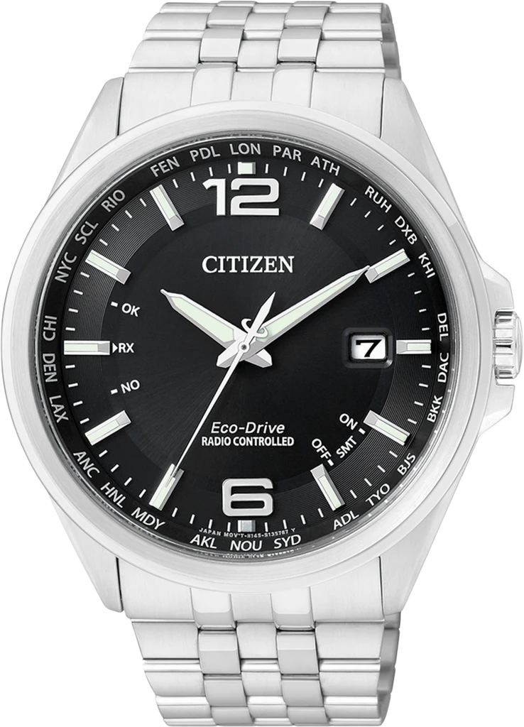 Наручний годинник чоловічий Citizen CB0010-88E із сапфіровим склом/сталевим корпусом/чорним циферблатом та водозахистом 100 м