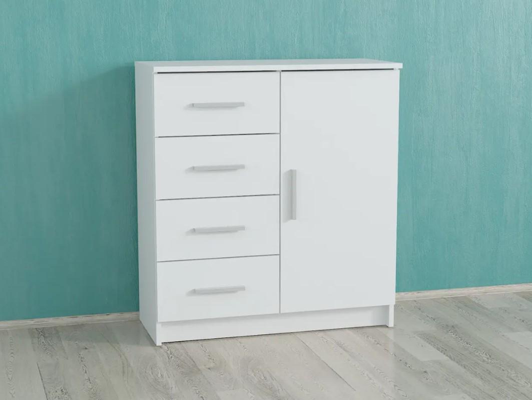 Комод для речей на 4 шухляди з дверима Білий (P93) - фото 6 Комод для речей на 4 шухляди з дверима Білий (P93) - фото 6