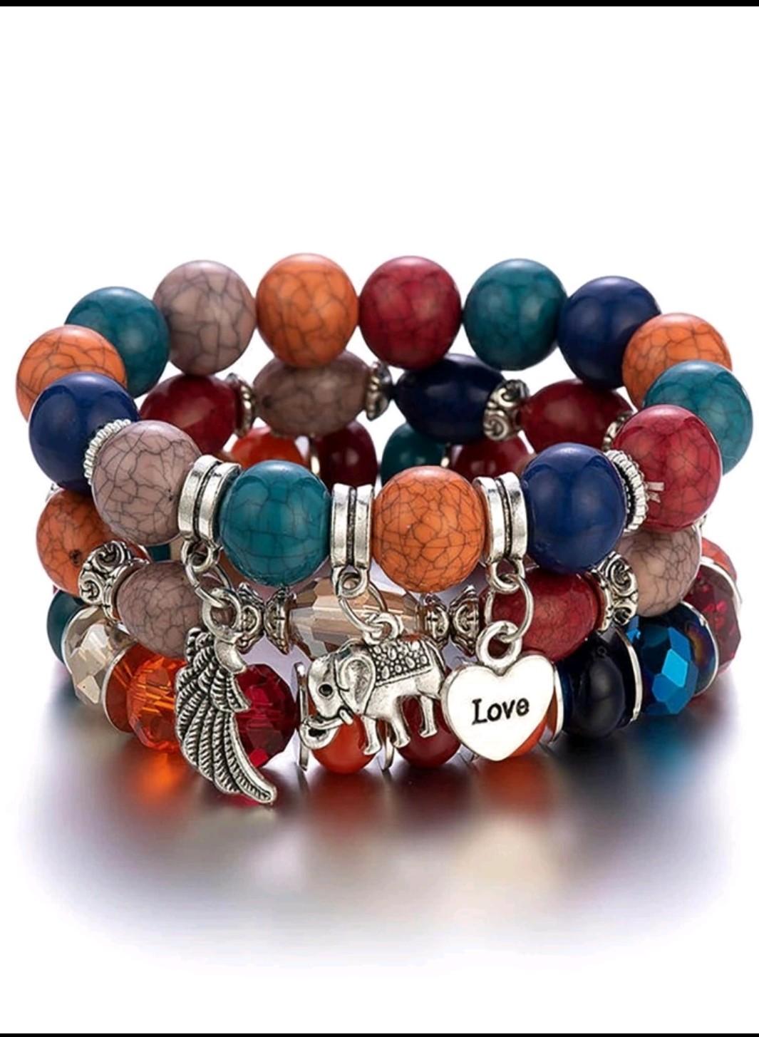 Браслет с тремя амулетами из бисера Bohemian Style 4в1 на резинке Разноцветный (27477169) - фото 2 Браслет с тремя амулетами из бисера Bohemian Style 4в1 на резинке Разноцветный (27477169) - фото 2