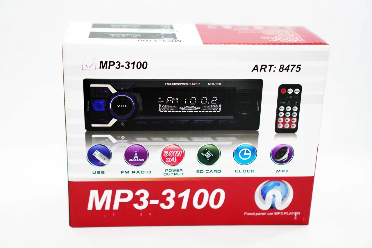 Автомагнитола 3100 2xUSB Bluetooth RGB SD/AUX/FM 4x50W - фото 7