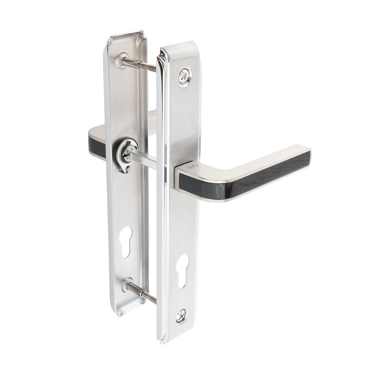 Дверная ручка под ключ Siba FLAMINGO на планке 85 мм Никель матовый/Черный (А63-3-22-66) - фото 3