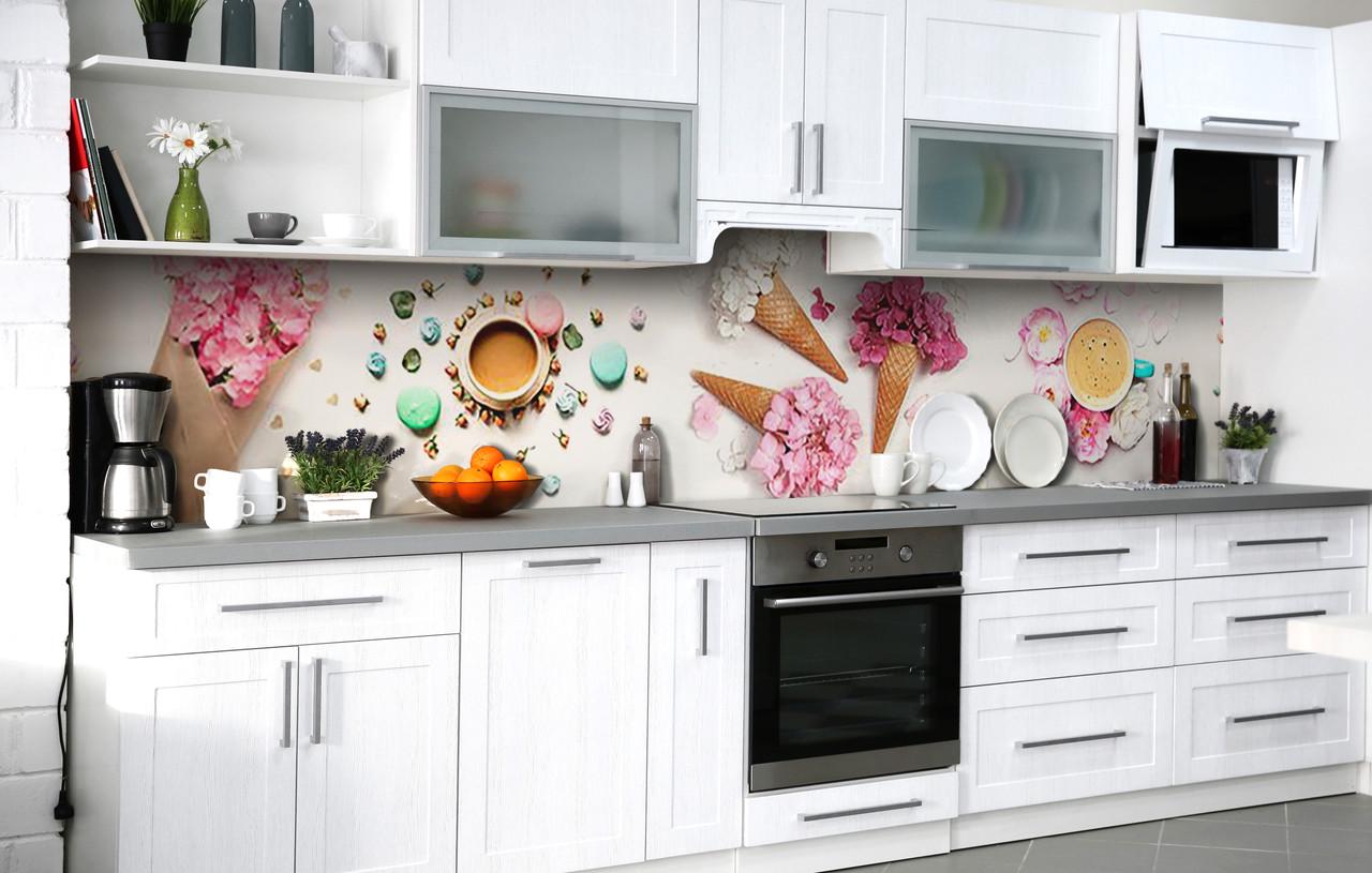 Кухонный фартук Цветочное Мороженое виниловый самоклеющийся 60х250 см Розовый Кухонный фартук Цветочное Мороженое виниловый самоклеющийся 60х250 см Розовый