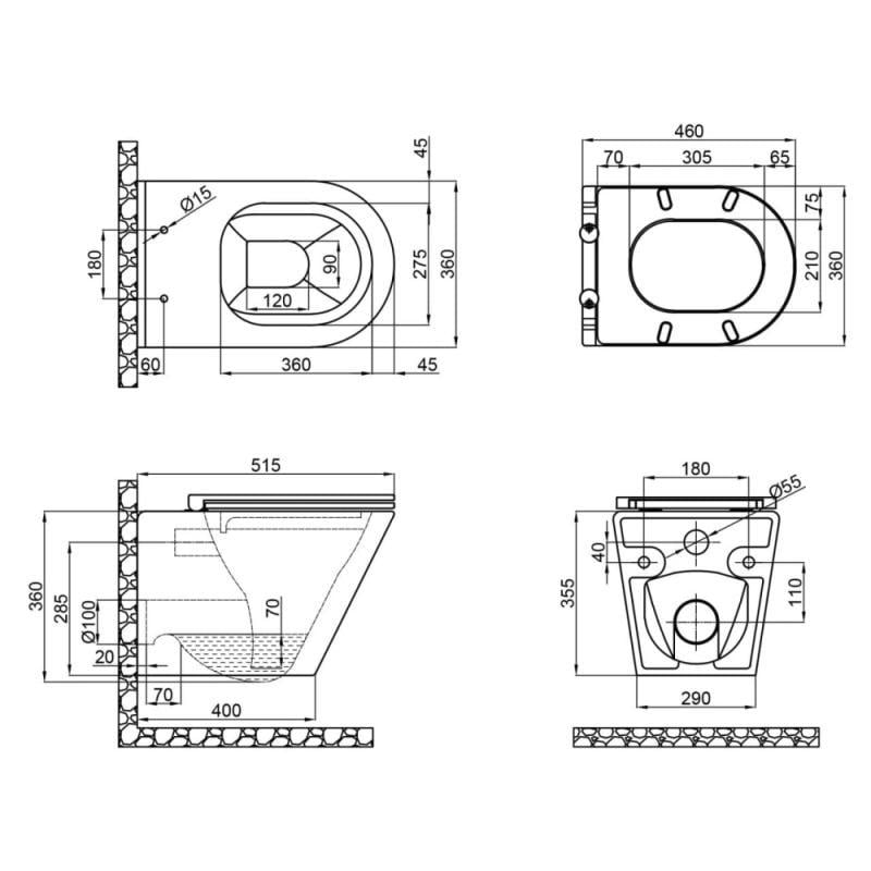 Комплект инсталляции Q-tap Nest/Scorpio QT1433053EUQW45168 с унитазом кнопка Хром (176959) - фото 2